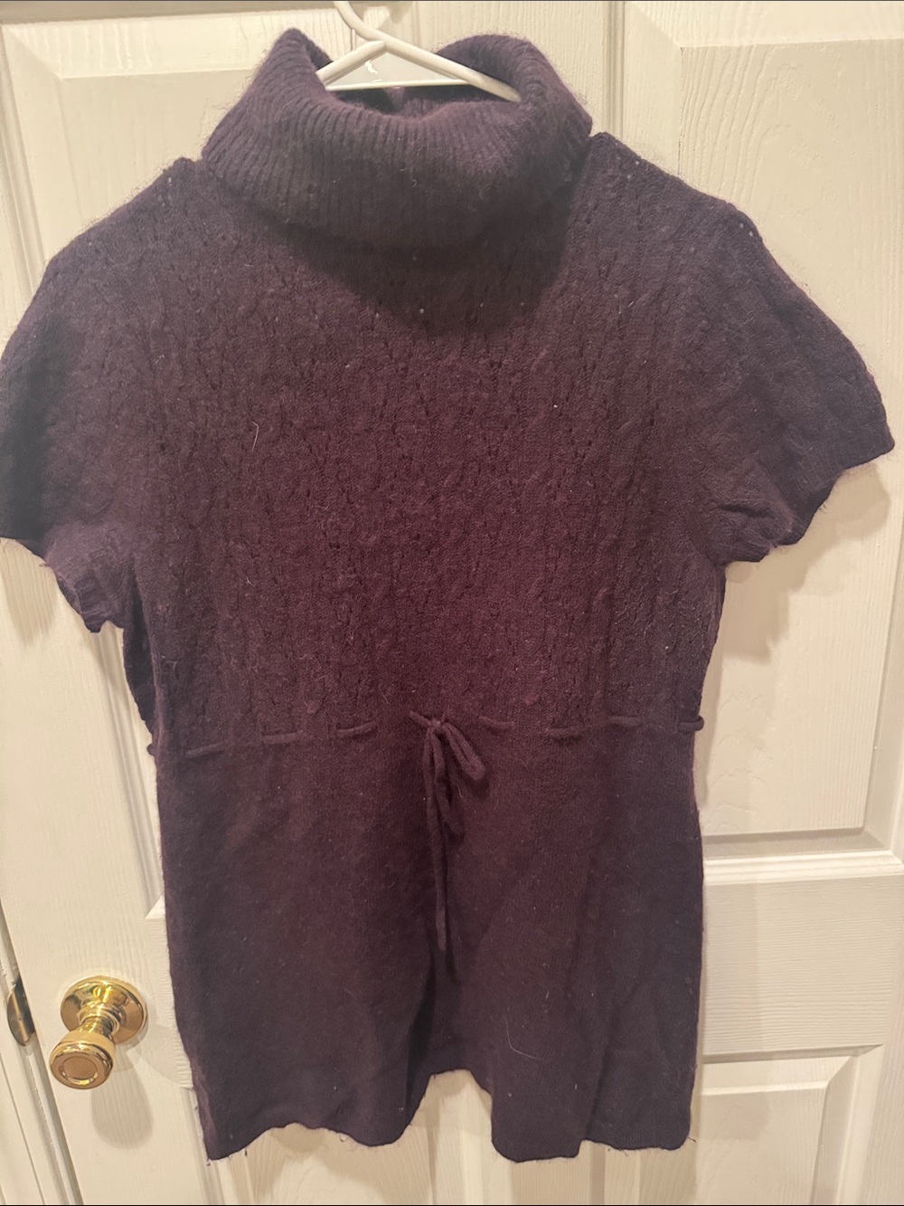 Willi Smith Plum Short-Sleeve Turtleneck Sweater Dress